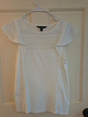 Banana Republic White Flutter Sleeve Tunic